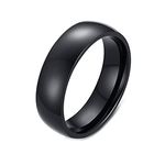 Engagement Rings Men, Polished Plain Band Men Rings Engraved Black Stainless Steel 6MM Wedding Bands Comfort Fit Size 8