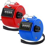 FEBSNOW 2 Pack Hand Tally Counter 4 Digital Click Counter for Sport Row School Event (Red Blue)