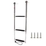 FreeTec Boat Ladder, 3 Step Stainless Steel Pontoon Boat Ladder with Retaining Strap, for Boat Yacht Ship, Load Capacity 900lbs