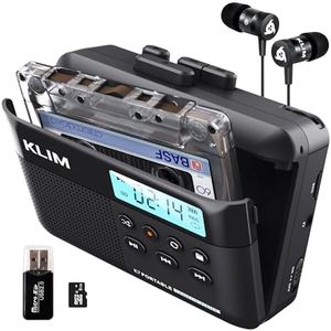 KLIM K7 Cassette Player - Cassette to Digital Converter - Portable Player with Built-in Microphone & Speaker - Rechargeable Battery - Earphones - 8GB SD Card - Black