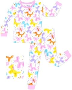babee Reshinee Bamboo Viscose Toddler Girls Kids Pajamas Balloon Parade Pjs Long Sleeve Snug fit 4-5T 2pcs Soft Jammies
