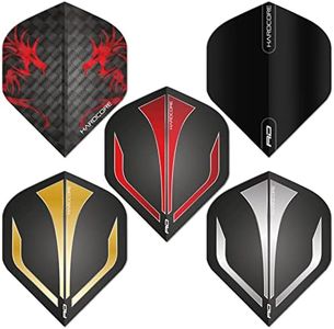 RED DRAGON Hardcore Assorted Selection Pack Extra Thick Standard Dart Flights - 5 Sets Per Pack (15 Dart Flights in Total)