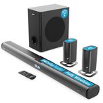 MAJORITY Everest | Bluetooth 5.1 Wireless Surround Sound System | 3D Dolby Audio Soundbar, Subwoofer and Detachable Satellite Speakers | 300W Home theatre system Bar with Optical, AUX & HDMI ARC Input