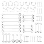 VEGCOO 55pcs Clear Piercing Retainers Kit, Plastic Piercing Retainer for Nose Piercing,Clear Nose Stud for Protection, Piercing Aftercare for Nose/Ear/Eyebrow/Tongue/Lip Piercing Jewelry