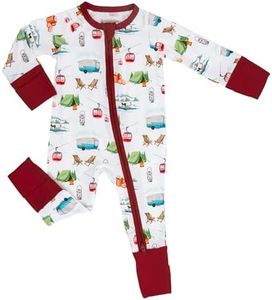 LollyBanks Baby Pajamas, Stretchy Newborn Romper with 2-Way Zipper, 95% Viscose from Bamboo and 5% Spandex, Breathable Long Sleeve Neutral Baby Romper, Infant Sleepers for Newborn (Camping Print)
