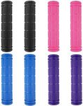 Kasteco 4 Pairs Bicycle Handle Bar Grips Mushroom Grips for BMX/MTB/Road Mountain/Boys and Girls Kids Bikes, 4 Colors, Black, Blue, Pink, Purple