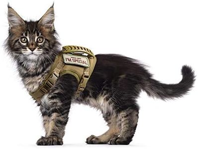 Tactical Cat Harness for Walking Escape Proof, Soft Mesh Adjustable Pet Vest Harness for Large Cat,Small Dog