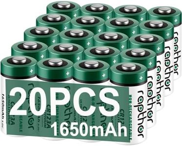 rapthor CR123A Lithium Batteries 1650mAh High Power UL Certified 3V Non-Rechargeable Battery with Built-in PTC for Flashlight Toys Alarm System Microphones (Not for Arlo) (20)
