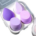 Gleva 4Pcs Beauty Blender Sponge Set, Soft Egg Shaped Blending Puff For Flawles Makeup, Beauty Blender for Liquid Foundation, Cream, Powder, Wet And Dry Makeup Applicator For Girls, Women (Purple)