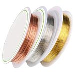 ART IFACT 60 Meters of Copper, Silver and Brass Wire 20 Meters Each of 32 Gauge, 0.27mm/thin Wire for Craft, Jewellery Making, Beading Wire