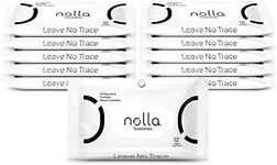 Nolla Flushable Wipes Travel Packs, 100% Plant-Based, Plastic-Free and Biodegradable - Unscented + Soothing Aloe and Vitamin E 120 Count (10 Packs of 12)