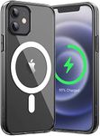 JETech Magnetic Case for iPhone 12/12 Pro 6.1-Inch Compatible with MagSafe Wireless Charging, Shockproof Phone Bumper Cover, Anti-Scratch Clear Back (Black)