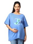 The Mom Store Mom T-Shirt | Cotton | Pre and Post Pregnancy | Quirky Statements | Comfortable | Oversized | Blue | M