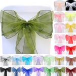 Time to Sparkle 50pcs 22x280cm Olive Green Organza Sashes Wider Sash Fuller Bows Chair Cover Bows Sash for Wedding Party Birthday Decoration