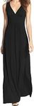 WOOSEA Women's Sleeveless Deep V Neck Loose Plain Long Maxi Casual Dress Small Black