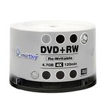 50 Pack Smartbuy Blank DVD+RW 4 x 4.7GB 120Min Branded Logo Rewritable DVD Media Disc