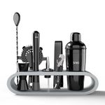 Saki Home Decor Bartender Kit:10-Piece Bar Tool Set with Wooden Stand | Perfect Home Bartending Kit and Cocktail Shaker Set for a Perfect Drink Mixing Experience | Fun Housewarming Gift (Black)