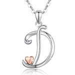 CELESTIA 14 Year Old Gifts for Birthday Silver Initial Necklaces for Women Sterling Silver Letter Pendant D Monogram Alphabet Heart Initial Jewelry