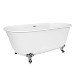 Belfast Bathroom Freestanding Double Ended Acrylic Bath with Large Chrome Claw Feet Includes White Waste & Overflow – 1500 x 780