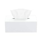 HIIMIEI Acrylic Tissue Box Cover White Tissue Holder Napkin Dispenser for Home Office Restaurant-White