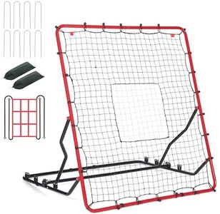 Baseball Rebounder Net, 4.5x4FT Multi-Sport Pitch Back Rebounder with 4 Adjustable Angles & 2 Strike Zones, Baseball Softball Bounce Back Net Fielding Trainer for Ground, Line Drive, Fly Ball