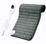 Kipiea 30"x16" Extra Large Electric Heating Pad - 6 Adjustable Temperature Settings - Auto Shut Off, for Shoulders/Neck/Abdomen/Back/Limbs, etc. (Dark Gray)