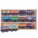 Conductor Carl Playtime Express Train Set | 12-Piece Wooden Train Box | Includes Unique Custom Designs and Classics: Recycling Transport, Timber Train, Wheat Car, Coal Train, Oil Tanker, and More