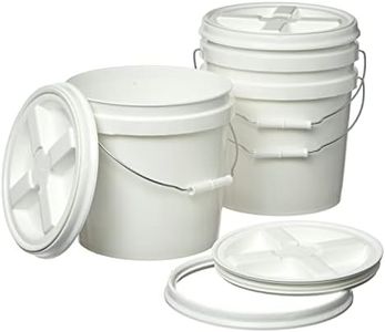 Consolidated Plastics 2 Gallon Food Grade Buckets & White Gamma Seal Lid, BPA Free Container Storage, Durable HDPE Pails, Made in USA (3 Pack, White)