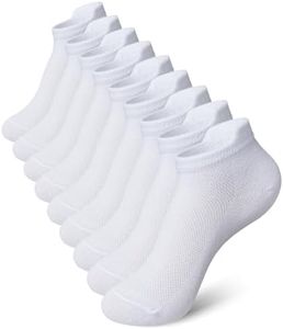 AMENLAN Kids Ankle Socks Low Cut Breathable Mesh Thin Cotton Socks For Little Boys Girls 9 Pairs (White,9-12 Years)