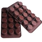 Webake Chocolate Candy Molds Silicone Baking Mold for Snack Size Peanut Butter Cup, Jello, Keto Fat Bombs and Cordial, Pack of 2