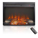 Innoflame 23" Electric Fireplace Insert, Fireplace Heater with Remote/Timer, Adjustable 4 Flame Brightness, Digital Display, Log Set, Overheating Protection, 1400W(23" X 17 3/16")