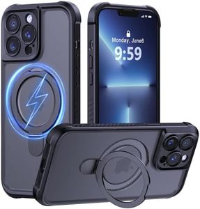 MOCCA Design for iPhone 13 Pro Case with Magnetic Invisible Stand [Full Camera Protection] [Compatible with Magsafe] Military Drop Shockproof Translucent Matte Phone Case Cover 6.1",Black