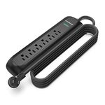 Monster 15ft Black Power Strip and Tower Surge Protector, Heavy Duty Protection, 300 Joule Rating and 6 120V-Outlets - Ideal for Computers, Home Theatre, Home Appliances, and Office Equipment