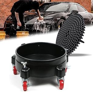 YTCYKJ 5 Gallon Bucket Dolly with Bucket Insert, Professional Car Wash Bucket Dolly with 5 Wheels and 2 Locking Casters for Car Washing, Detailing, Garage & More