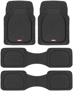 Motor Trend Original FlexTough Black Rubber Car Floor Mats for 3 Row Vehicles, Front & Rear 2nd Row Deep Dish All Weather Automotive Heavy Duty Trim to Fit, Automotive Liners for Cars Truck Van SUV