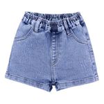 superminis Girls Solid Print Folded-Bottom Style Denim Shorts (3-4 Years, Blue)