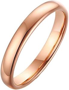 ANAZOZ Anillo Grabado,Anillo de Boda Mujer Anillo Tungsteno Redondo Pulido Anillo Oro Rosa Talla 20(60mm)