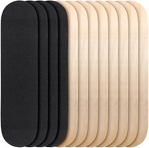 Meooeck 12 Pcs Blank Skateboard Decks for Art Painting 32 x 8 Inches, Wood Skateboard Replacement 7 Layer Maple Double Tail Plain Skateboard with Sandpaper for Home Decor