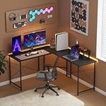 Flrrtenv L-Shaped Gaming Desk, 50" Corner Desk, Computer Desk, L Office Desk Bureau De Travail Ordinateur, Gaming Computer Table, Study Long Table for Home Bedroom Gaming PC with Monitor Stand (Black)