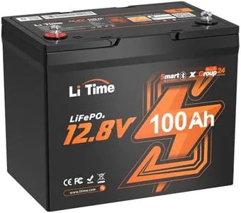 LiTime 12V 100Ah Group 24 Bluetooth LiFePO4 Battery, Deep Cycle Lithium Battery, Built-in 100A BMS with Low-Temp Protection, Max. 15000 Cycles, Perfect for RV, Solar System, Trolling Motors etc.