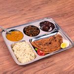 URBAN KRAFT 5In1 Stainless Steel Plates with Compartments/Bhojan Thali/Partition Plates Set of 6 /Steel Plates for Lunch/Dinner/Kids Plate/Thali Set - Extra Deep Mess Tray (Pack of 6, Round Bowl)