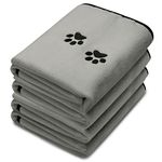 4 Pack Dog Towels for Drying Dogs Microfiber Dog Towel Soft Absorbent Pet Bath Towel Dog Drying Grooming Towel with Embroidered Paw for Pet Dogs Cats Bathing and Grooming (Gray, 35 x 20 Inch)