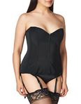 Coquette Women's Front Zip Corset with Lace Back, Black Medium