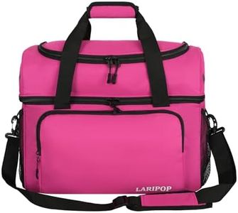 LARIPOP Bowling Ball Bag 2 Ball Bowling Bag with Double Ball Holder - Fits Bowling Shoes Up to Mens Size 16 and Accessories,Rose Red