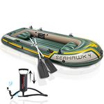Toy Imagine™ Seahawk 4 Person (11'6"L X 4'9" W X 1'7"H) Inflatable Poly Vinyl Flood Rescue, Adventure, Rafting, Fishing, Dinghy Air Boat Set with Oars & Air Pump (351 X 145 X 48) cm