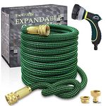 TheFitLife Expandable Garden Hose Pipes - EU Standard Strong 13-Layer Latex Inner and Solid Brass Fittings 3 Times Expanding Flexible Water Hose Kink Free Easy Storage Nozzle Contains (30m)