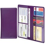 wisdompro Driving Licence Holder Car Registration and Insurance Document Holder - PU Leather Vehicle Paperwork Wallet Case Organizer for Car Documents and Cards - Purple