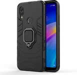 Glaslux Armor Shockproof Soft TPU and Hard PC Back Cover Case with Ring Holder for Huawei P Smart 2019 - Armor Black