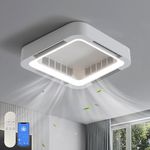 Bladeless Ceiling Fans with Lights with Remote Control, Modern Dimmable Fan Light Ceiling 6 Speed Smart Silent Bedroom Ceiling Fan Light for Living Room