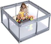 Baby Playpens 127cmX127cm Sturdy Safety Infant Activity Center with Anti-Slip Suckers and Super Soft Breathable Mesh.